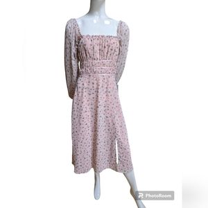 WAYF Smocked Long Sleeve Midi -  Liza